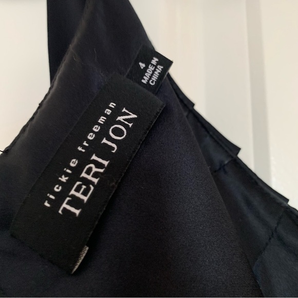 Rickie Freeman for Teri Jon Houndstooth Black Silk dress~ size 4 - Picture 3 of 5